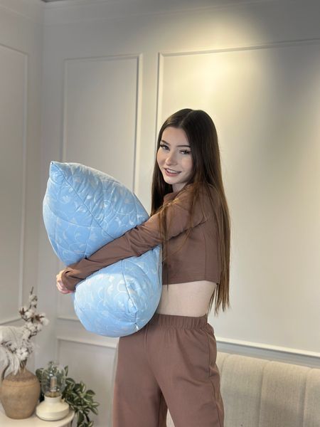 Подушка стьобана з еко пуху зі знімним чохлом для прання Leri Max 21544 70&times;70 см блакитна 5151111 фото