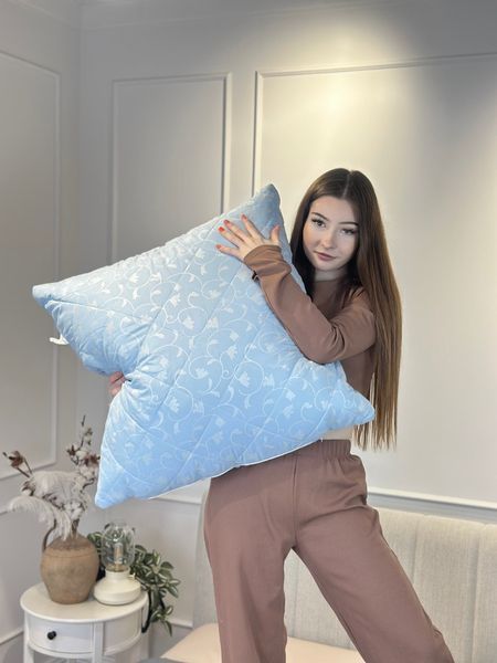 Подушка стьобана з еко пуху зі знімним чохлом для прання Leri Max 21544 70&times;70 см блакитна 5151111 фото