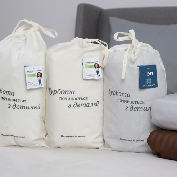 Полуторне простирадло-чохол на резинці ТЕП Сатин Chocolate 2-04799_34330 180&times;200 см шоколадне 5196744 фото