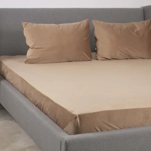 Двоспальне простирадло на резинці ТЕП VELOUR 2-04756_33916 160&times;200 см капучино 5192266 фото