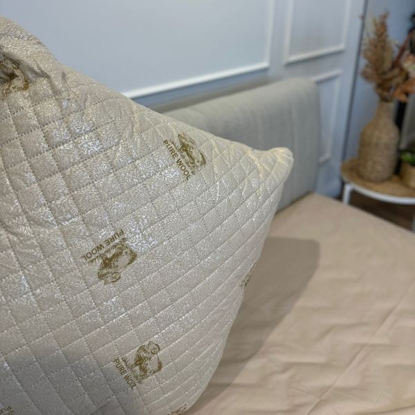 Подушка стьобана з еко овчини Leri Max Pure Wool 21506 50&times;50 см бежева 5150430 фото